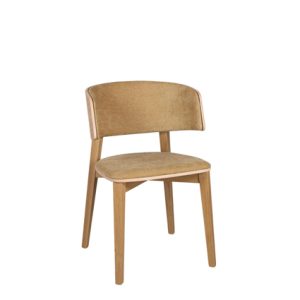 Sillon de madera con asiento y respaldo tapizado en textil color Amarillo| sillas hostelería | sillas para hostelería | sillas tapizadas para interior