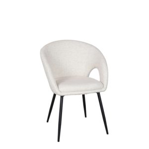 Sillón de hierro, Asiento y respaldo tapizado en textil color Arena | sillas de hierro | sillones restaurante | sillones hostelería | sillas apilables
