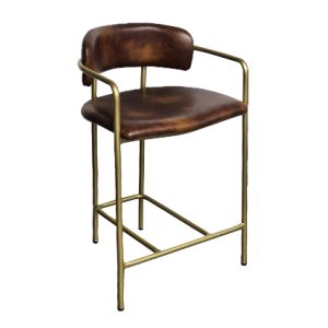 Taburete medio de hierro, Asiento y respaldo tapizado en polipiel color Marrón | sillas de polipropileno | sillones restaurante | sillones hostelería | sillas apilables