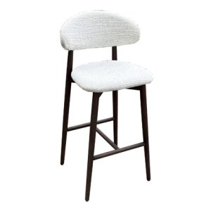 Taburete alto de madera con Asiento y respaldo tapizado en textil color Beige| taburete para restaurante | mobiliario hostelería | Moinde | Taburetes para interior