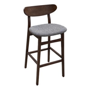 Taburete alto de madera, Asiento tapizado en textil color Negro | taburete para restaurante | mobiliario hostelería | Moinde | Taburetes para interior