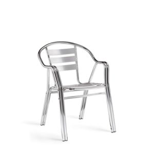 Sillón de aluminio, asiento y respaldo lamas aluminio color aluminio anonizado | Sillón para hostelería | Sillón aluminio | Sillón para exterior