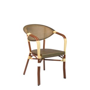 Sillón de aluminio, Asiento y respaldo de médula color Beige | Sillón para hostelería | Sillón aluminio | Sillón para exterior