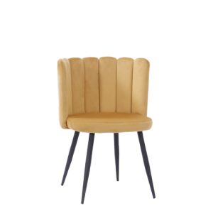 Silla de hierro, Asiento y respaldo tapizado en textil color Amarillo | sillas de hierro | sillones restaurante | sillones hostelería | sillas apilables