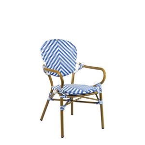 Sillón de aluminio, Asiento médula trenzada color negro | Sillón para hostelería | Sillón aluminio | Sillón para exterior
