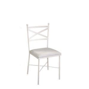 Silla de hierro, Asiento tapizado en textil color Crema | sillas para hostelería | sillas aluminio | silla de hierro | sillas para exterior