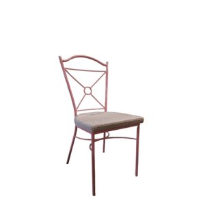 Silla de hierro, Asiento y respaldo tapizado en terciopelo con costuras verticales en respaldo color Turquesa | sillas para hostelería | sillas aluminio | sillas para exterior