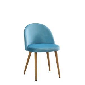 Silla de hierro, Asiento y respaldo tapizado en terciopelo con costuras verticales en respaldo color Turquesa | sillas para hostelería | sillas aluminio | sillas para exterior