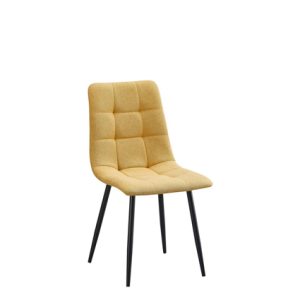 Silla de hierro, Carcasa tapizada en terciopelo efecto mosaico cuadrado color Mostaza | sillas para hostelería | sillas aluminio | Silla de hierro | sillas para exterior
