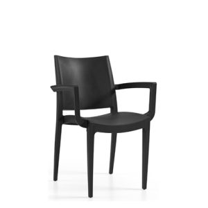Sillón de polipropileno, color Negro. Monoblock y apilable | Sillón para hostelería | Sillón de polipropileno | Sillón para exterior | Moinde